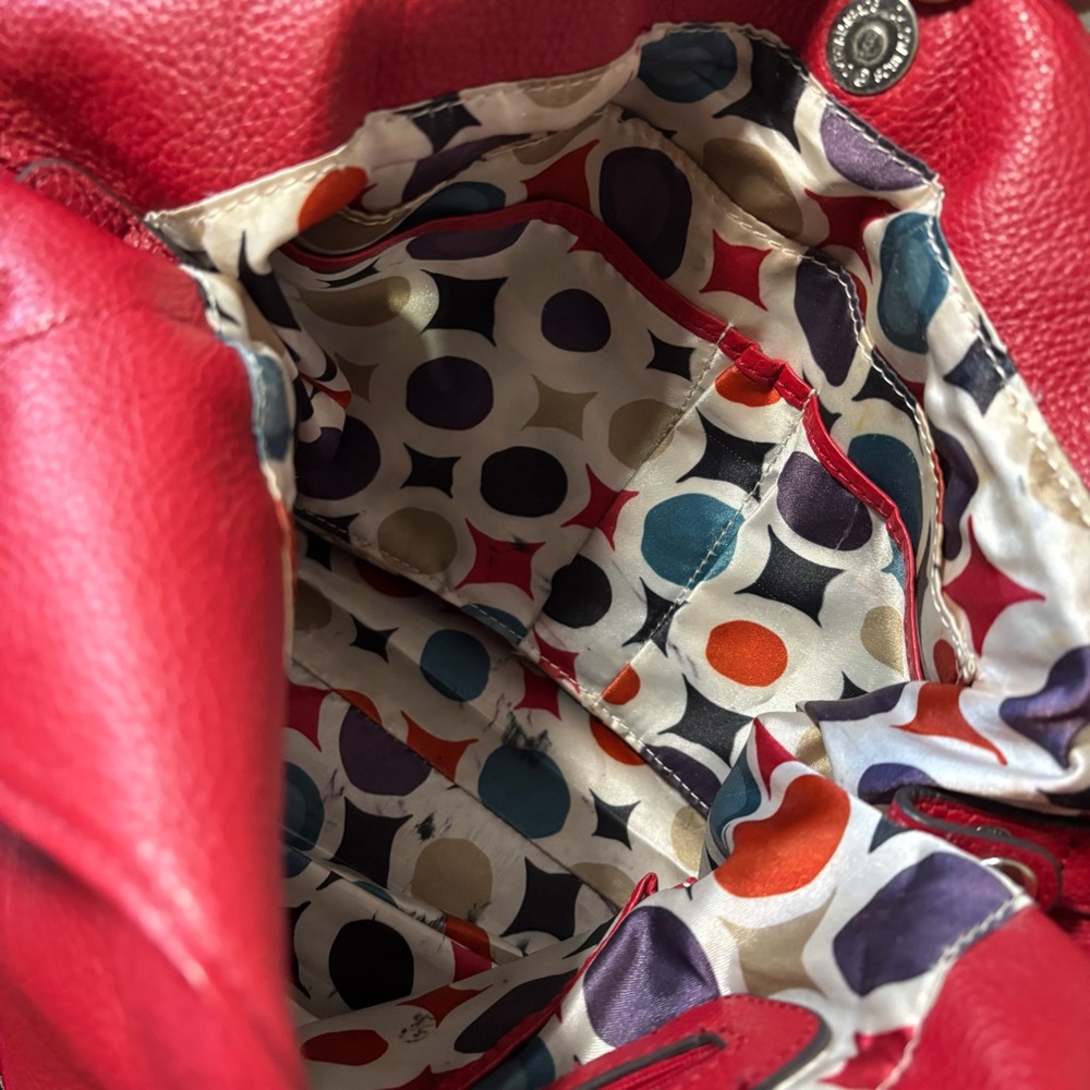 Grace Adele Red Pebbled Leather Hobo Shoulder Bag - Picture 10 of 13